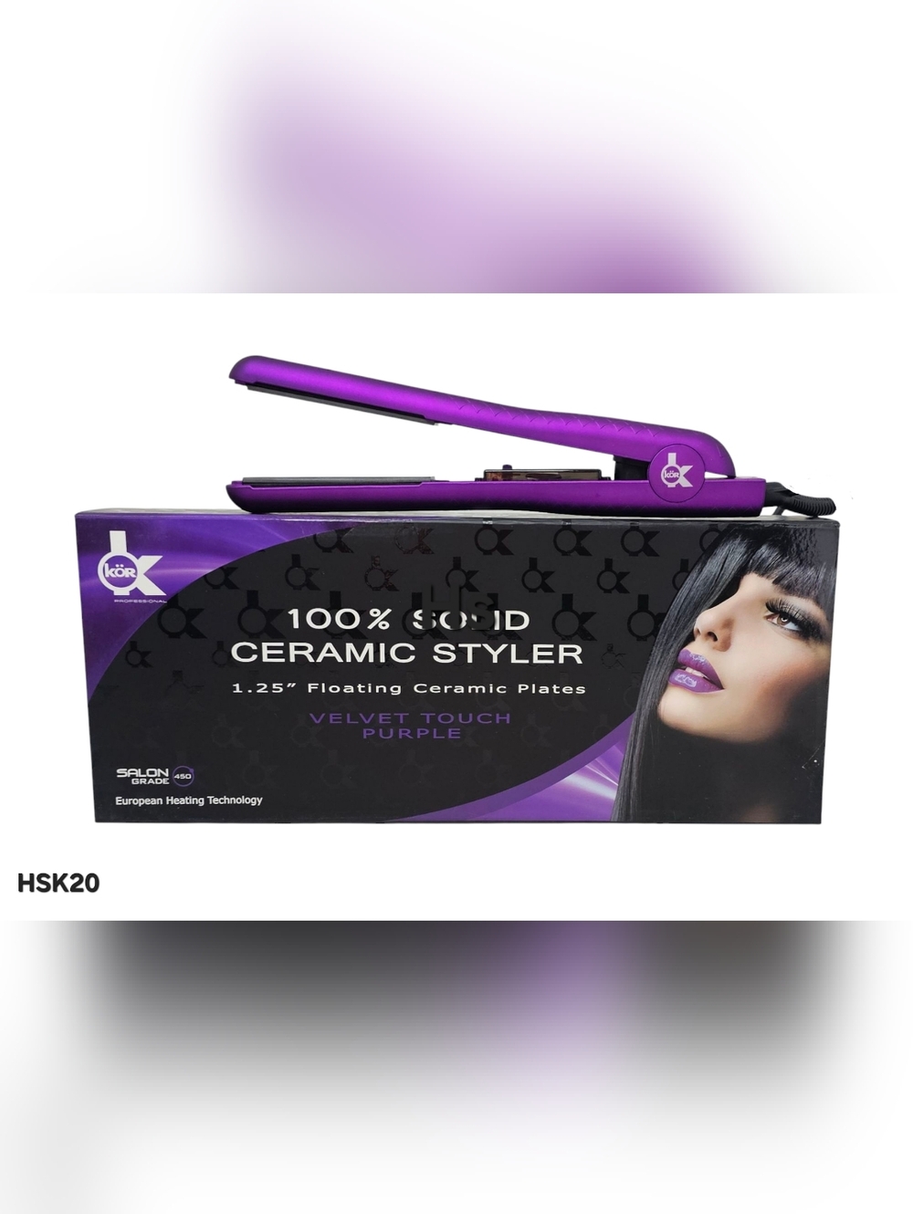 KOR 100% SOLID CERAMIC STRAIGHTENER HSK20 METALLIC PURPLE